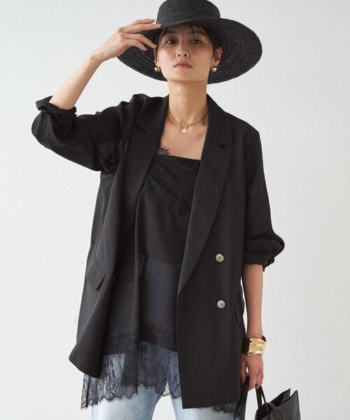 LOUNGEDRESS　ラウンジドレス　麻100％　リネンライクシアージャケット リネンライクシアージャケット（テーラードジャケット）｜LOUNGEDRESS