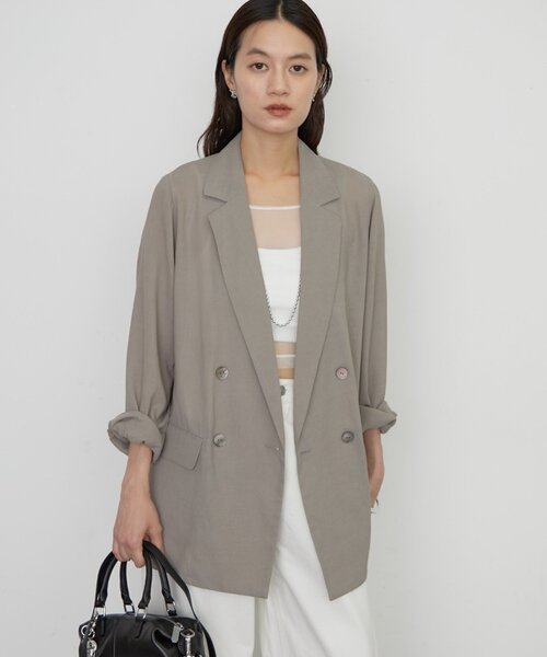 loungedress リネンライクシアージャケット リネンライクシアージャケット（テーラードジャケット）｜LOUNGEDRESS