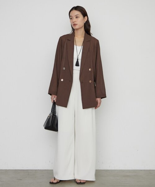 LOUNGEDRESS（ラウンジドレス）の「《累計1.5万枚/洗えてシワになりにくい！》リネンライクシアージャケット（テーラードジャケット・レディース・ベージュ/ブラック/アイボリー/ピンク/グレー/ブラウン/ネイビー・FREE）」の9枚目の写真