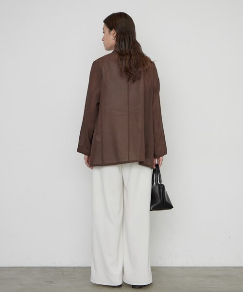 LOUNGEDRESS（ラウンジドレス）の「《累計1.5万枚/洗えてシワになりにくい！》リネンライクシアージャケット（テーラードジャケット・レディース・ベージュ/ブラック/アイボリー/ピンク/グレー/ブラウン/ネイビー・FREE）」の11枚目の写真