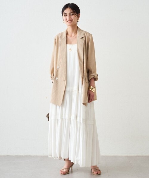 LOUNGEDRESS（ラウンジドレス）の「《累計1.5万枚/洗えてシワになりにくい！》リネンライクシアージャケット（テーラードジャケット・レディース・ベージュ/ブラック/アイボリー/ピンク/グレー/ブラウン/ネイビー・FREE）」の16枚目の写真