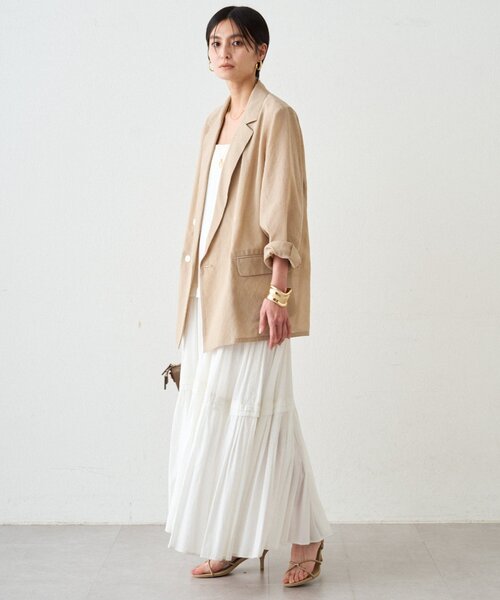 LOUNGEDRESS（ラウンジドレス）の「《累計1.5万枚/洗えてシワになりにくい！》リネンライクシアージャケット（テーラードジャケット・レディース・ベージュ/ブラック/アイボリー/ピンク/グレー/ブラウン/ネイビー・FREE）」の18枚目の写真