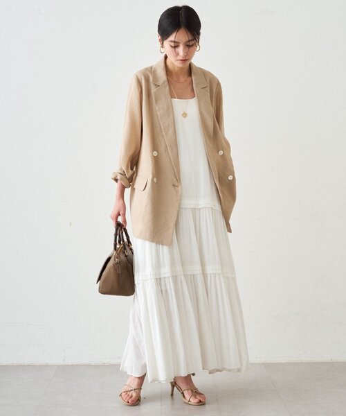 LOUNGEDRESS（ラウンジドレス）の「《累計1.5万枚/洗えてシワになりにくい！》リネンライクシアージャケット（テーラードジャケット・レディース・ベージュ/ブラック/アイボリー/ピンク/グレー/ブラウン/ネイビー・FREE）」の19枚目の写真