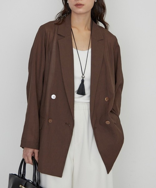 LOUNGEDRESS リネンライクシアージャケット 累計1.5万枚/洗えてシワになりにくい！》リネンライクシアージャケット