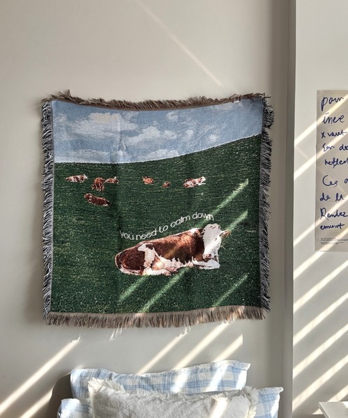 Made in I(メイドインアイ)の「Cow room tapestry blanket(インテリア雑貨・レディース・A/B/C/D・FREE)」の5枚目の写真