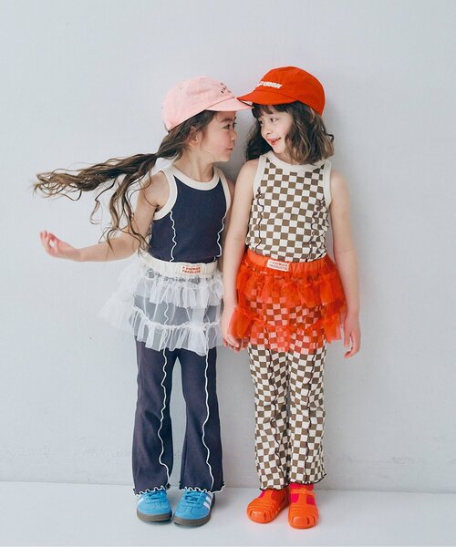 p.premier（ピードットプルミエ）の「配色メロウのストレッチリブフレアパンツ（その他パンツ・キッズ・ブラウン/グリーン/ラベンダー/オレンジ/ブラック/アイボリー・80/90/100/110/120/130/140）」の7枚目の写真