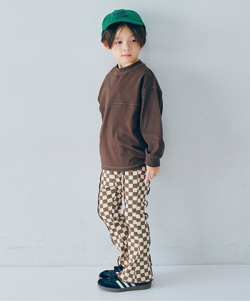 p.premier（ピードットプルミエ）の「配色メロウのストレッチリブフレアパンツ（その他パンツ・キッズ・ブラウン/グリーン/ラベンダー/オレンジ/ブラック/アイボリー・80/90/100/110/120/130/140）」の8枚目の写真