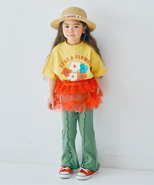 p.premier（ピードットプルミエ）の「配色メロウのストレッチリブフレアパンツ（その他パンツ・キッズ・ブラウン/グリーン/ラベンダー/オレンジ/ブラック/アイボリー・80/90/100/110/120/130/140）」の14枚目の写真