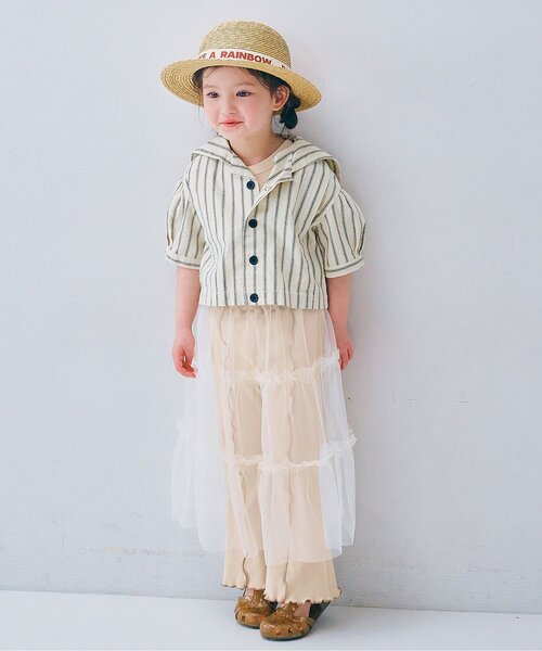 p.premier（ピードットプルミエ）の「配色メロウのストレッチリブフレアパンツ（その他パンツ・キッズ・ブラウン/グリーン/ラベンダー/オレンジ/ブラック/アイボリー・80/90/100/110/120/130/140）」の15枚目の写真