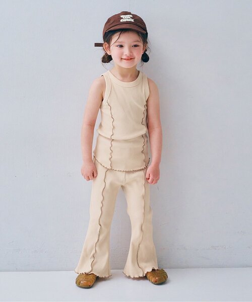 p.premier（ピードットプルミエ）の「配色メロウのストレッチリブフレアパンツ（その他パンツ・キッズ・ブラウン/グリーン/ラベンダー/オレンジ/ブラック/アイボリー・80/90/100/110/120/130/140）」の17枚目の写真