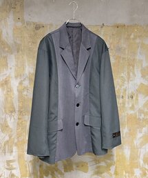 テーラードジャケット（グレー/灰色系・ストライプ柄）ファッション