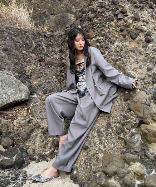 AS KNOW AS plus（アズノゥアズプラス）の「〇ワイドスラックスパンツ　セットアップ可能（スラックス・レディース・ネイビー/グレー/ベージュ系その他・FREE）」の5枚目の写真