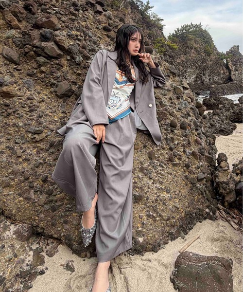 AS KNOW AS plus（アズノゥアズプラス）の「〇ワイドスラックスパンツ　セットアップ可能（スラックス・レディース・ネイビー/グレー/ベージュ系その他・FREE）」の6枚目の写真