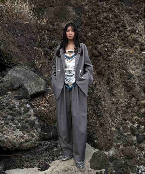 AS KNOW AS plus（アズノゥアズプラス）の「〇ワイドスラックスパンツ　セットアップ可能（スラックス・レディース・ネイビー/グレー/ベージュ系その他・FREE）」の7枚目の写真