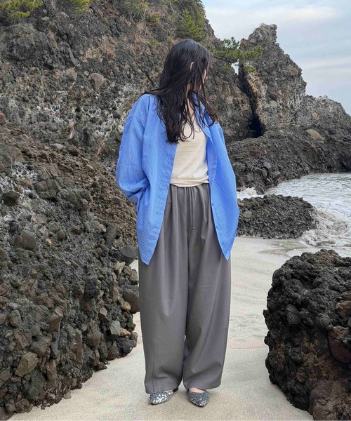 AS KNOW AS plus（アズノゥアズプラス）の「〇ワイドスラックスパンツ　セットアップ可能（スラックス・レディース・ネイビー/グレー/ベージュ系その他・FREE）」の9枚目の写真