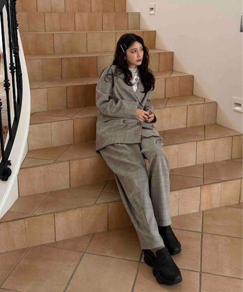 AS KNOW AS plus（アズノゥアズプラス）の「〇ワイドスラックスパンツ　セットアップ可能（スラックス・レディース・ネイビー/グレー/ベージュ系その他・FREE）」の16枚目の写真