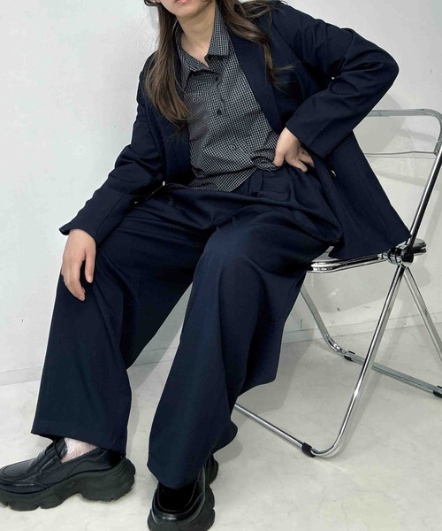 AS KNOW AS plus（アズノゥアズプラス）の「〇ワイドスラックスパンツ　セットアップ可能（スラックス・レディース・ネイビー/グレー/ベージュ系その他・FREE）」の17枚目の写真