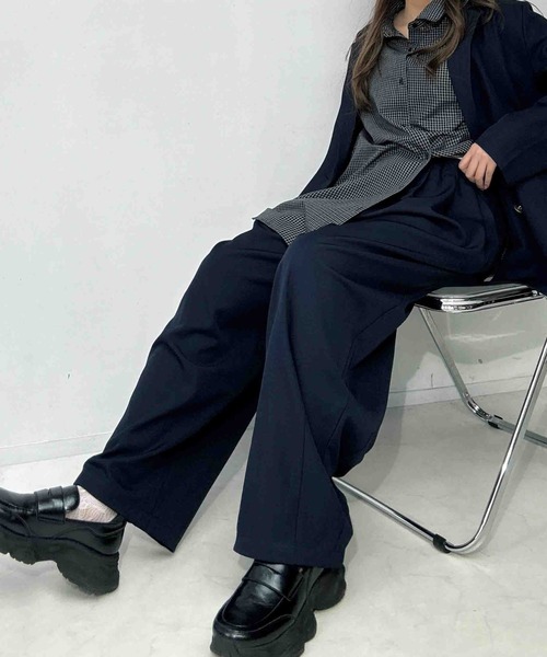 AS KNOW AS plus（アズノゥアズプラス）の「〇ワイドスラックスパンツ　セットアップ可能（スラックス・レディース・ネイビー/グレー/ベージュ系その他・FREE）」の18枚目の写真