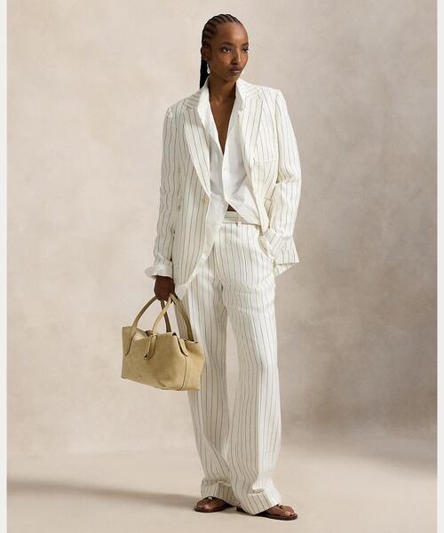 シングルブレステッド ストライプド ヘンプ ブレザー（テーラード