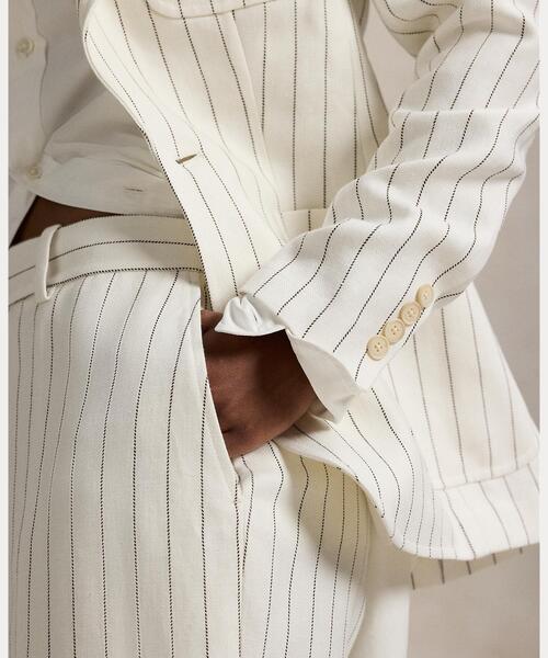 シングルブレステッド ストライプド ヘンプ ブレザー（テーラード