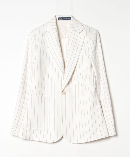 シングルブレステッド ストライプド ヘンプ ブレザー（テーラード