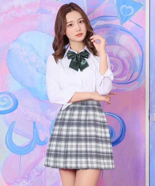 LunaBelle（ルナベル）の「【制服コスプレ】チェック柄プリーツスカート 単品（スカート・レディース・ライトブルー/ブルーグレー/ピンク・S/M/L/2L）」の2枚目の写真