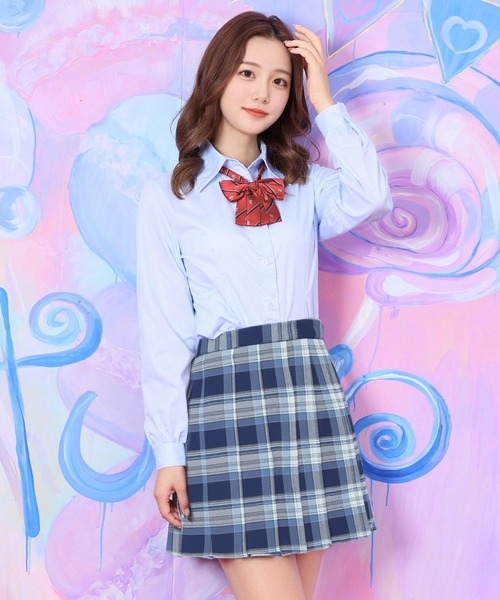 LunaBelle（ルナベル）の「【制服コスプレ】チェック柄プリーツスカート 単品（スカート・レディース・ライトブルー/ブルーグレー/ピンク・S/M/L/2L）」の8枚目の写真