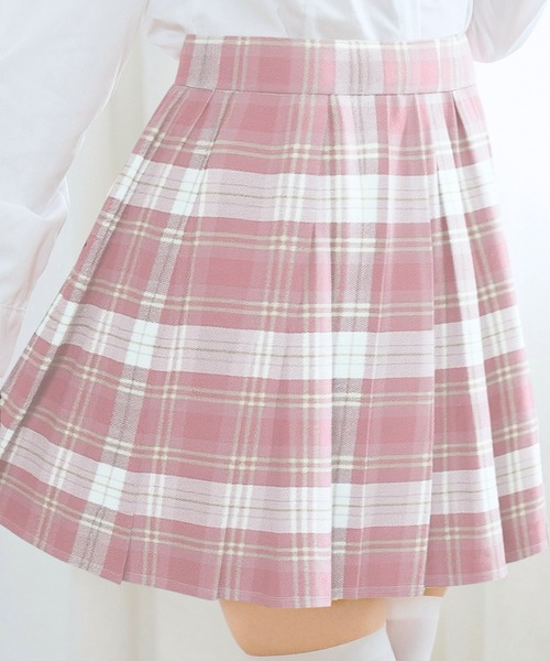 LunaBelle（ルナベル）の「【制服コスプレ】チェック柄プリーツスカート 単品（スカート・レディース・ライトブルー/ブルーグレー/ピンク・S/M/L/2L）」の14枚目の写真