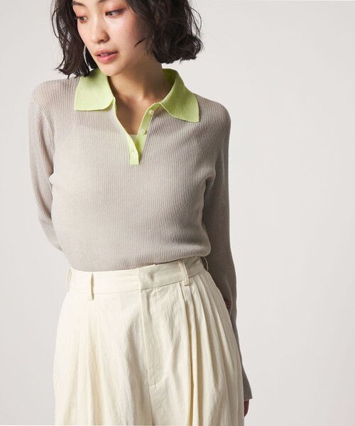 CITEN（シテン）の「＜CITEN＞コンパクトポロニット（ニット/セーター・レディース・ピンク/ライトグレー/ダークグレー・FREE）」の5枚目の写真