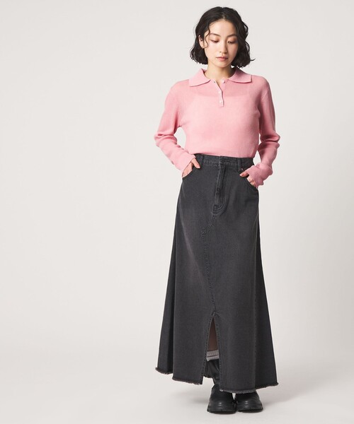 CITEN（シテン）の「＜CITEN＞コンパクトポロニット（ニット/セーター・レディース・ピンク/ライトグレー/ダークグレー・FREE）」の12枚目の写真