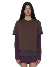 PARTIMENTO WOMEN レイヤードTシャツ 3 IN 1 レイヤードトップ_ブラック（Tシャツ/カットソー）｜PARTIMENTO