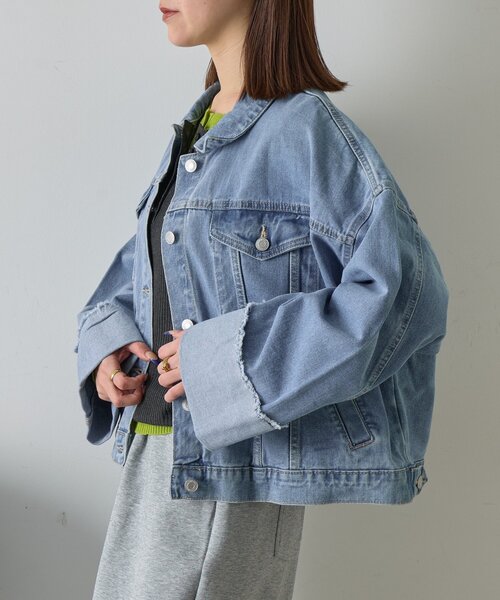 goocy(グーシー)の「【目を惹く主役級デニム!】ワイドスリーブGジャン(ブルゾン・レディース・ブラック/ブルー/インディゴブルー・FREE)」の11枚目の写真