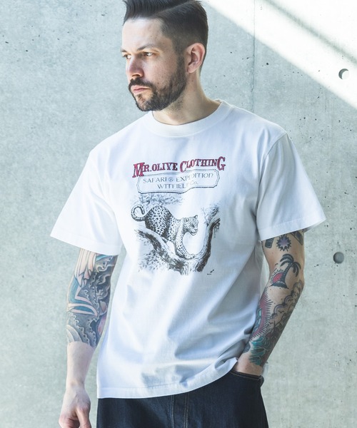 MR.OLIVE(ミスターオリーブ)の「SAFARI & EXPEDUTION/ PANTHER T-SHIRT / M262101(Tシャツ/カットソー・メンズ・オフホワイト・MEDIUM/LARGE)」の1枚目の写真