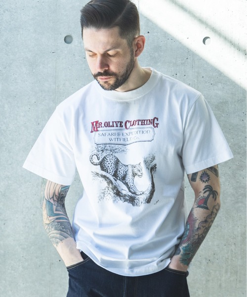 MR.OLIVE(ミスターオリーブ)の「SAFARI & EXPEDUTION/ PANTHER T-SHIRT / M262101(Tシャツ/カットソー・メンズ・オフホワイト・MEDIUM/LARGE)」の2枚目の写真