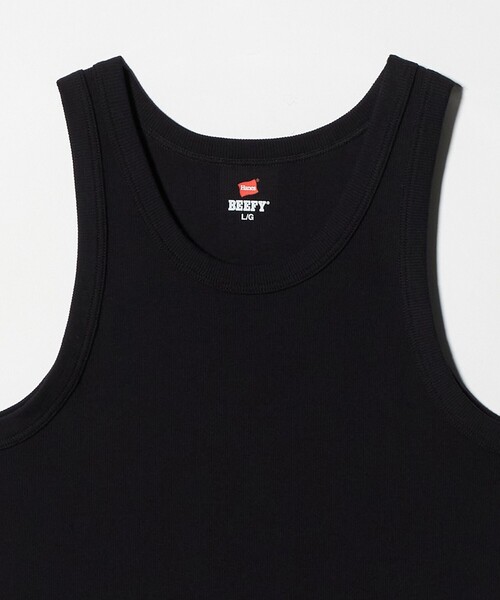HANES（ヘインズ）の「＜Hanes＞ビーフィー リブ タンクトップ（タンクトップ・メンズ・ブラック/ホワイト・L/XL/M）」の4枚目の写真