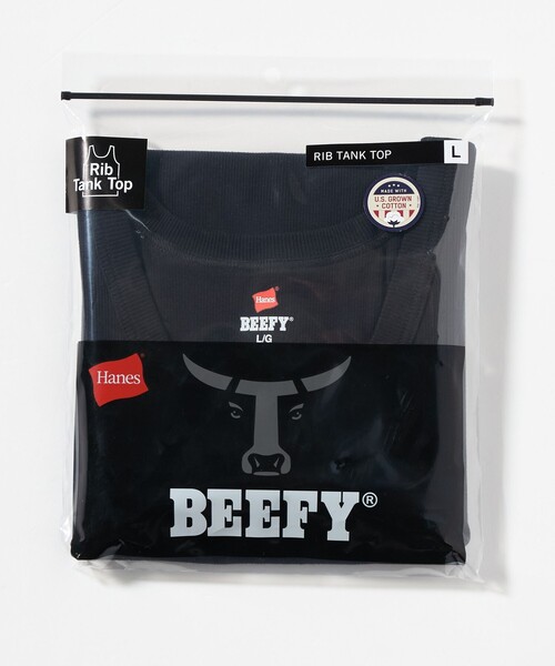 HANES（ヘインズ）の「＜Hanes＞ビーフィー リブ タンクトップ（タンクトップ・メンズ・ブラック/ホワイト・L/XL/M）」の8枚目の写真