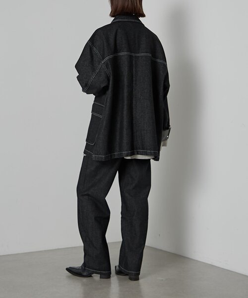 goocy（グーシー）の「【セットアップ対応】デニムミドルカバーオール（デニムジャケット・レディース・ブラック・FREE）」の8枚目の写真