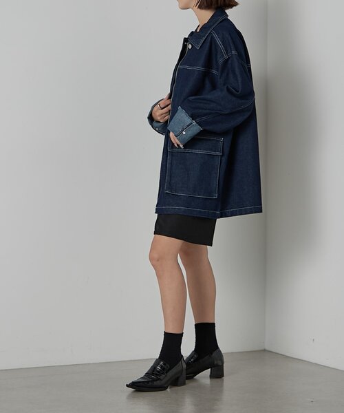 goocy（グーシー）の「【セットアップ対応】デニムミドルカバーオール（デニムジャケット・レディース・ブラック・FREE）」の16枚目の写真