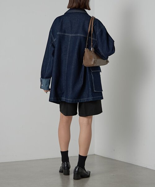 goocy（グーシー）の「【セットアップ対応】デニムミドルカバーオール（デニムジャケット・レディース・ブラック・FREE）」の19枚目の写真