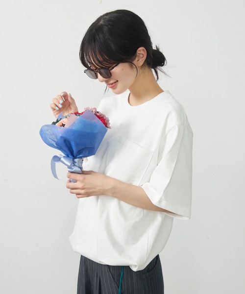 UNDERSTATEMENTs（アンダーステイトメント）の「【ユニセックス】配色ドローコードポケットTシャツ（Tシャツ/カットソー・メンズ・ネイビー/ホワイト/レッド/ブラック・MEDIUM/LARGE）」の2枚目の写真