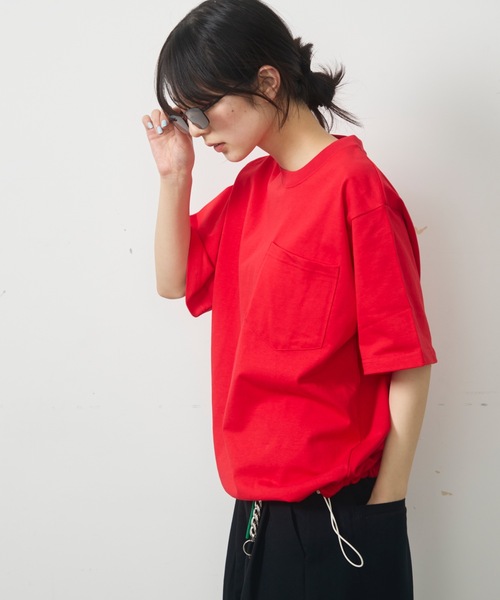 UNDERSTATEMENTs（アンダーステイトメント）の「【ユニセックス】配色ドローコードポケットTシャツ（Tシャツ/カットソー・メンズ・ネイビー/ホワイト/レッド/ブラック・MEDIUM/LARGE）」の19枚目の写真