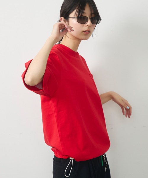 UNDERSTATEMENTs（アンダーステイトメント）の「【ユニセックス】配色ドローコードポケットTシャツ（Tシャツ/カットソー・メンズ・ネイビー/ホワイト/レッド/ブラック・MEDIUM/LARGE）」の22枚目の写真