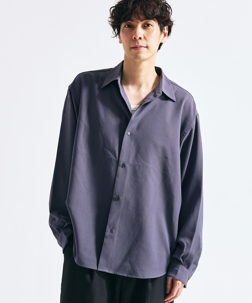 417 EDIFICE（フォーワンセブンエディフィス）の「Pクレープ レギュラーシャツ（シャツ/ブラウス・メンズ・チャコールグレー/ブラウン/ホワイト系その他/ブラック・MEDIUM/SMALL/LARGE）」の4枚目の写真