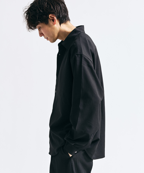 417 EDIFICE（フォーワンセブンエディフィス）の「Pクレープ レギュラーシャツ（シャツ/ブラウス・メンズ・チャコールグレー/ブラウン/ホワイト系その他/ブラック・MEDIUM/SMALL/LARGE）」の16枚目の写真