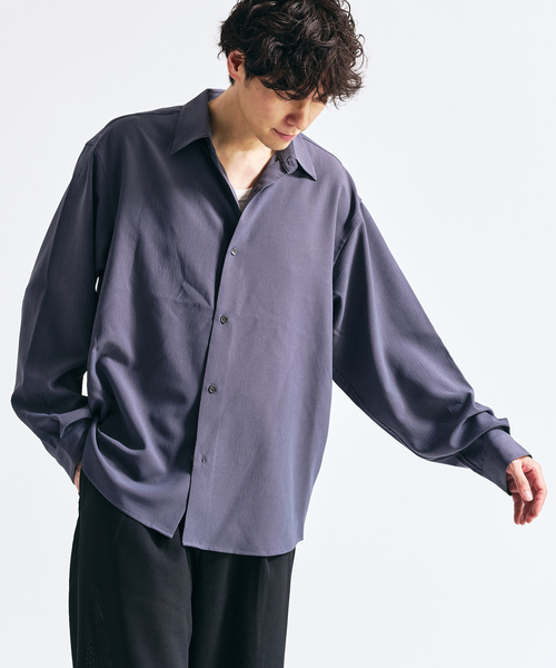 417 EDIFICE（フォーワンセブンエディフィス）の「Pクレープ レギュラーシャツ（シャツ/ブラウス・メンズ・チャコールグレー/ブラウン/ホワイト系その他/ブラック・MEDIUM/SMALL/LARGE）」の5枚目の写真