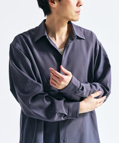 417 EDIFICE（フォーワンセブンエディフィス）の「Pクレープ レギュラーシャツ（シャツ/ブラウス・メンズ・チャコールグレー/ブラウン/ホワイト系その他/ブラック・MEDIUM/SMALL/LARGE）」の6枚目の写真