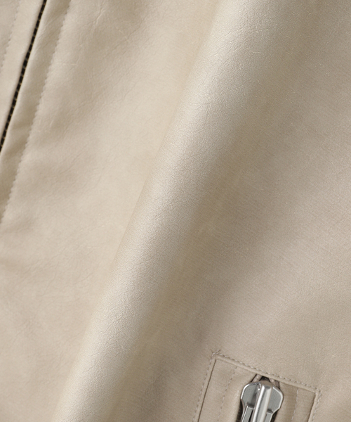 JOINT WORKS（ジョイントワークス）の「フェイクレザー スタンドブルゾン /  FAUX LEATHER STAND BLOUSON（ブルゾン・メンズ・アイボリー/ブラック・MEDIUM/LARGE）」の3枚目の写真