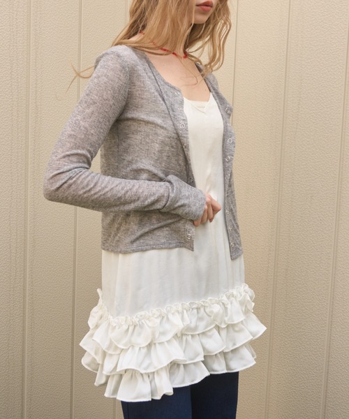 Birthday room（バースデイルーム）の「フリルキャミチュニック/Frilled cami tunic（キャミソール・レディース・ブラック/ホワイト・FREE）」の5枚目の写真