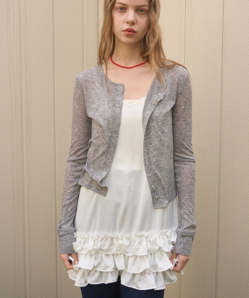 Birthday room（バースデイルーム）の「フリルキャミチュニック/Frilled cami tunic（キャミソール・レディース・ブラック/ホワイト・FREE）」の9枚目の写真