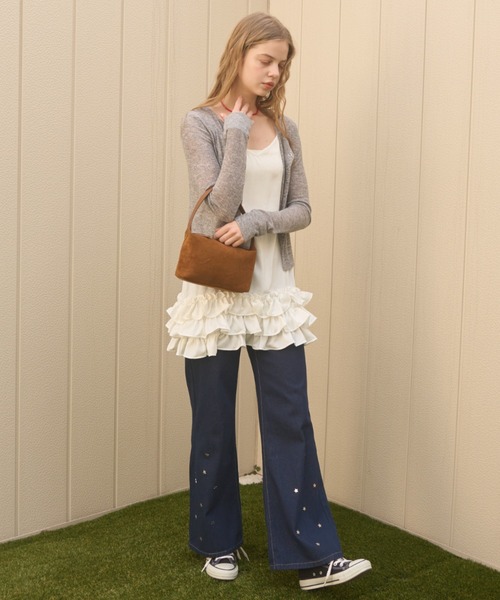 Birthday room（バースデイルーム）の「フリルキャミチュニック/Frilled cami tunic（キャミソール・レディース・ブラック/ホワイト・FREE）」の10枚目の写真